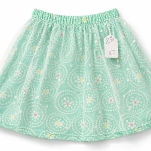 Mint Green Floral Tulle Overlay Skirt